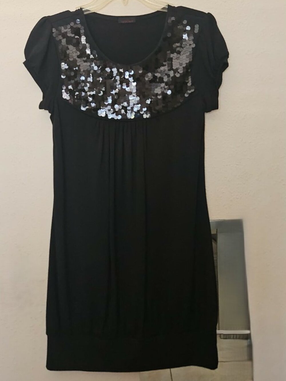 Black sequin mini dress